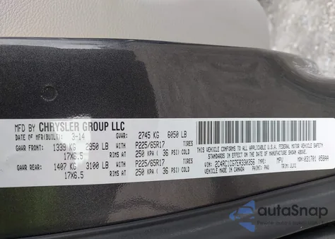 2014 Chrysler Town & Country Touring-L 30Th Anniversary из США, поврежденный, VIN 2C4RC1CG7ER330356